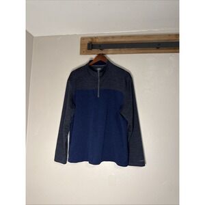 GH Bass Quarter Zip Pullover Men's 2XL Blue Colorblock Heathered Performance Top